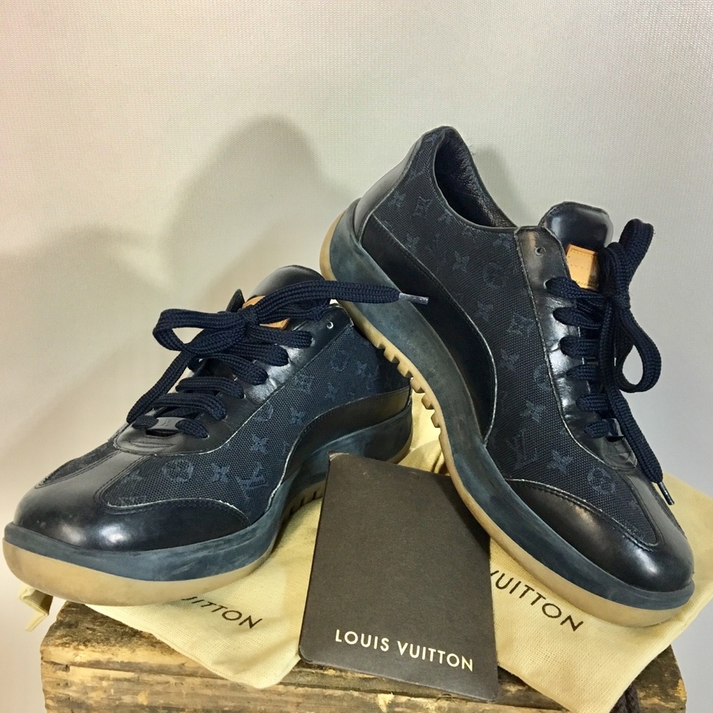 Louis Vuitton Monogram Canvas Leather Blue 38.5